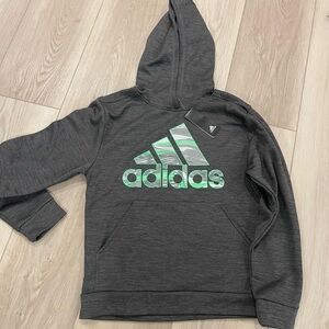 Adidas Charcoal Hoodie with Lime Accents NWT XL 18/20